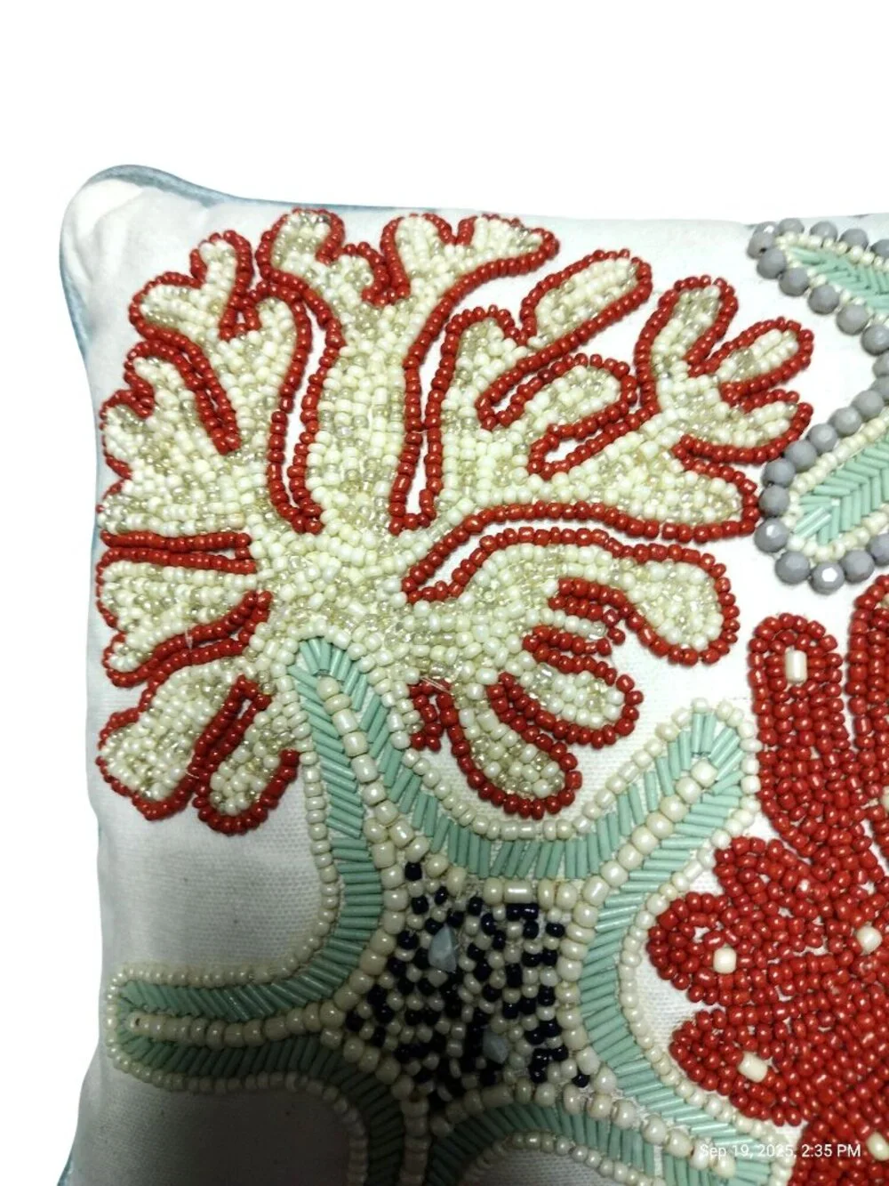 Pear 1 Decorative Beaded Throw Pillow Ocean Beachy Sea Creatures